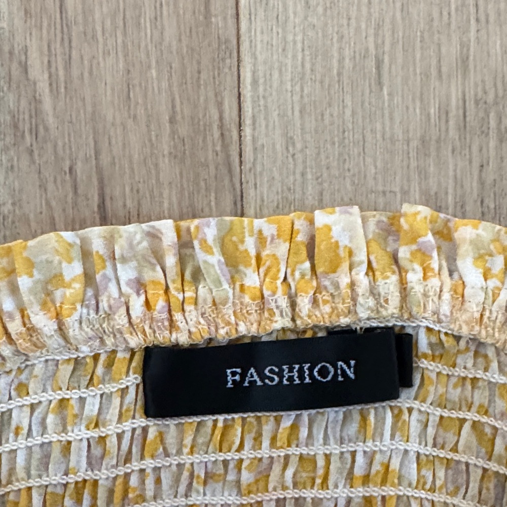 Smocked Flowy Yellow Floral Strapless Maxi Dress - Picture 5 of 8